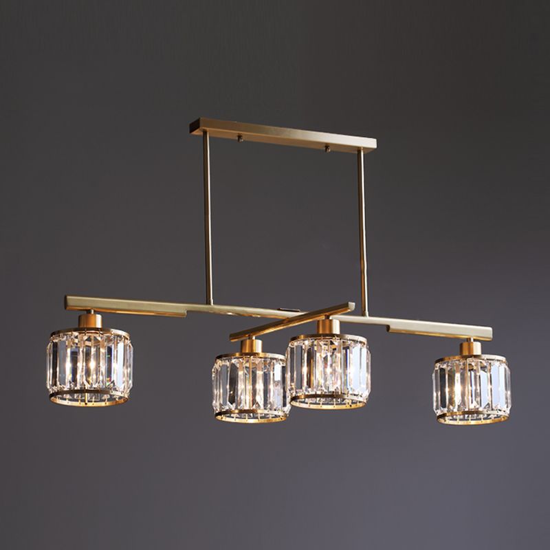 Modern Style Cylinder Island Lighting Fixtures Crystal 4- Light Island Pendant Lights