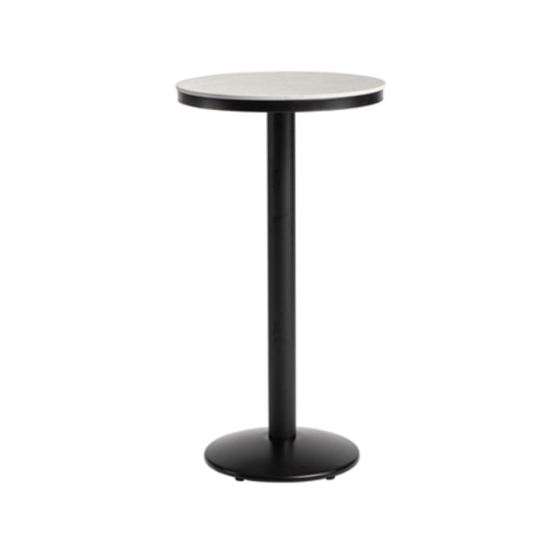 Industrial Round Bar Table Set 1/3 Pieces Stone Counter Table with Upholstered Stools