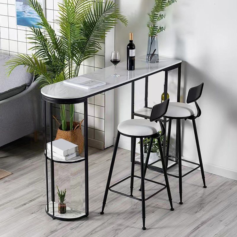 Modern 1/2/3 Pieces Bar Table Set Stone Counter Table with High Stools