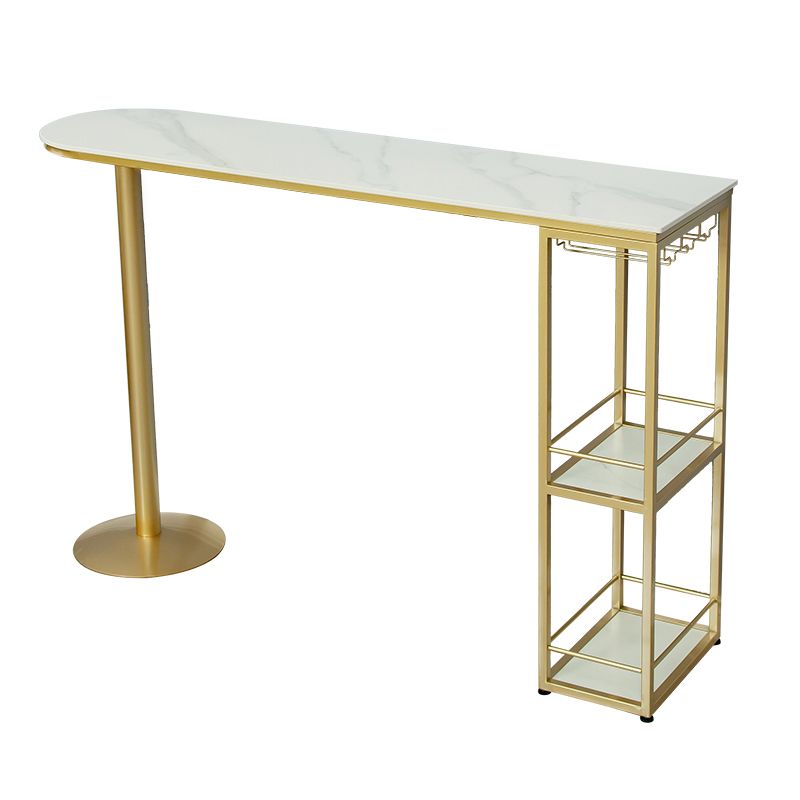 Indoor 1/2/3 Pieces Bar Table Set with Storage Glam Oval Table and Stools