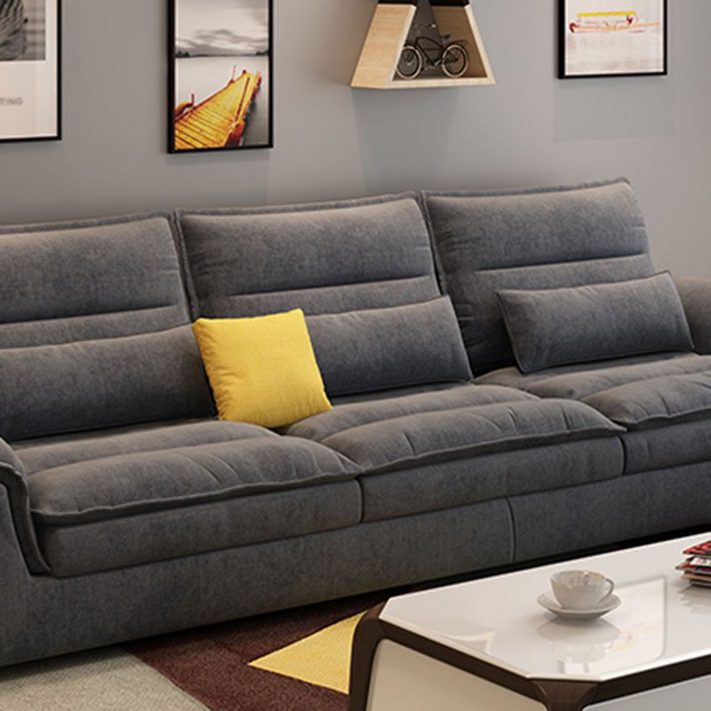 Stain Resistant Stationary Living Room Flared Arm Gray Pillows Sofa