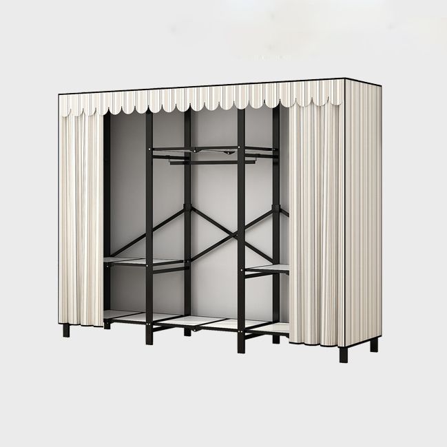 Stainless Steel Frame Wardrobe Armoire Modern Style Wardrobe Cabinet with Clothing Rod