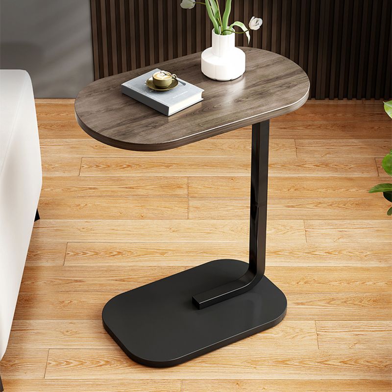 23.6" Tall C-shape End Table Wooden Accent Side Table for Living Room