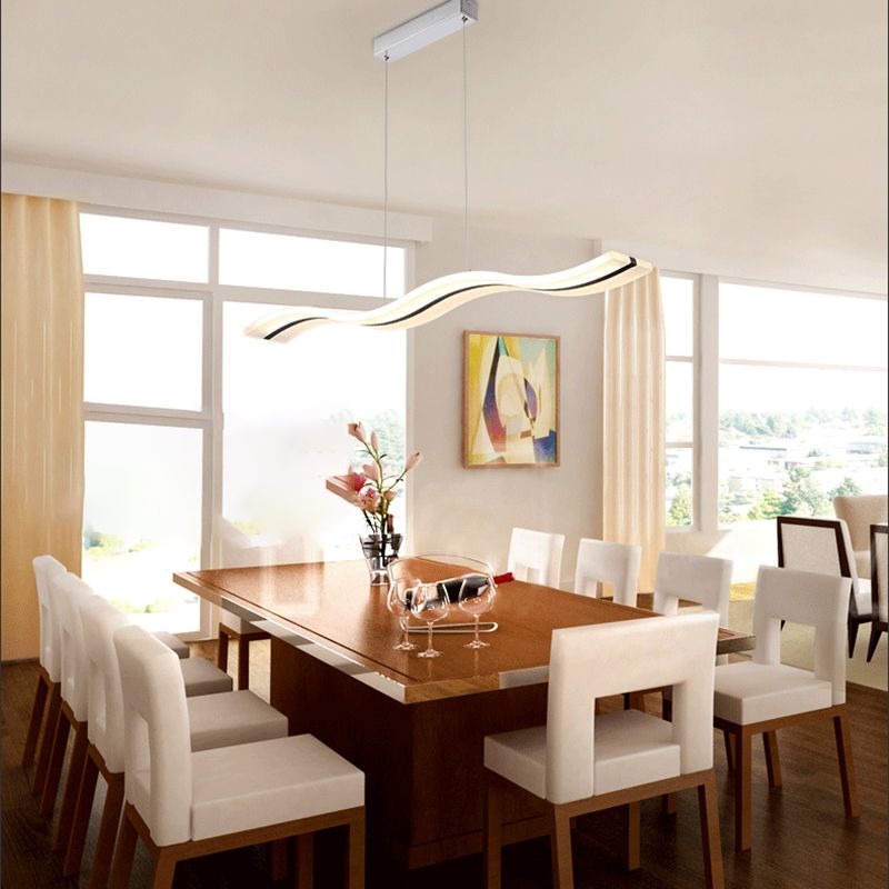 Acryl weiße LED-Insellicht im modernen präzisen Stil Edelstahl-Anhänger Licht für Esszimmer