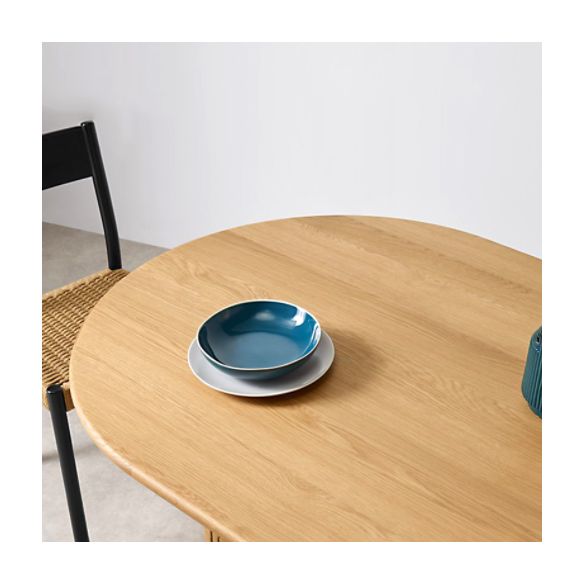 Modern Natural Base Table Oval Wood Top Dinner Room Kitchen Table