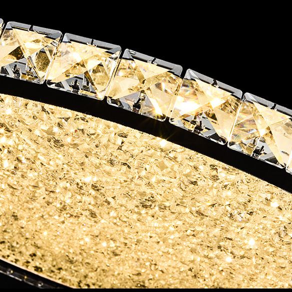 Modern Minimalist Crystal Flush Mount Ceiling Lamp Round Shape LED Flush Mount Lighting for Bedroom