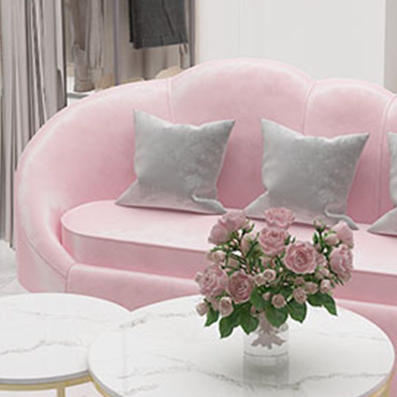 Velvet Curved Sofa Contemporary Sloped Arm Sofa for Living Room