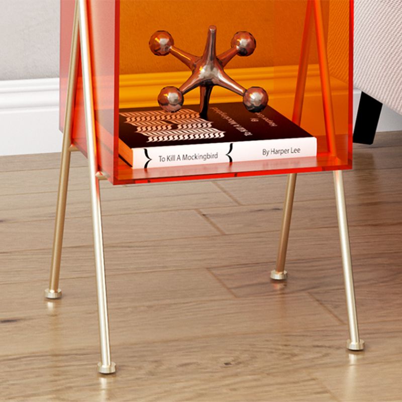 Contemporary Accent Side Table Plastic 4 Legs with Storage Living Room