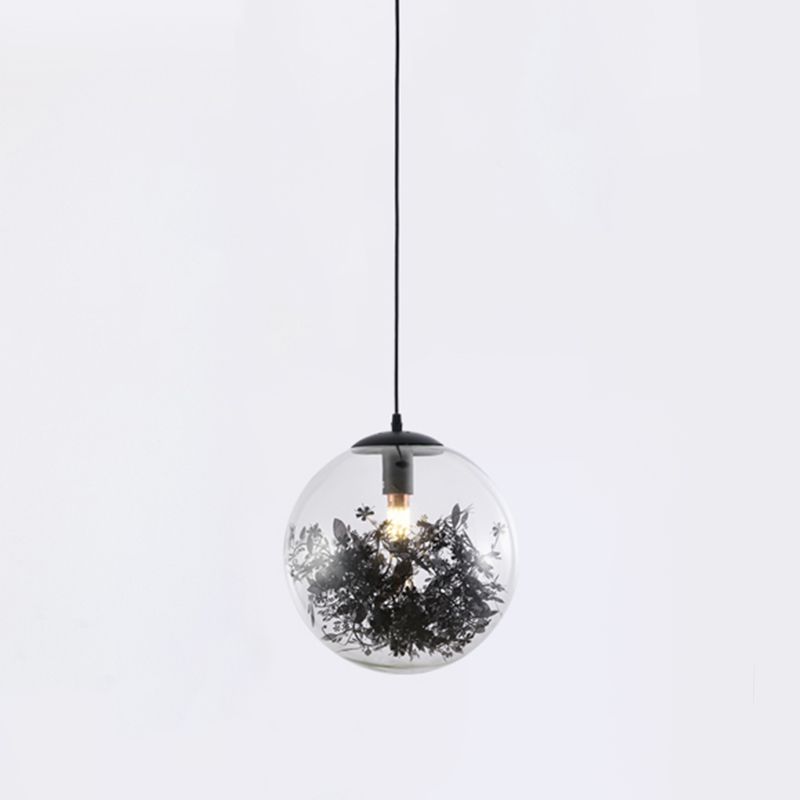 1 Light Orb Hanging Ceiling Light Modern Style Glass Hanging Lamp Kit