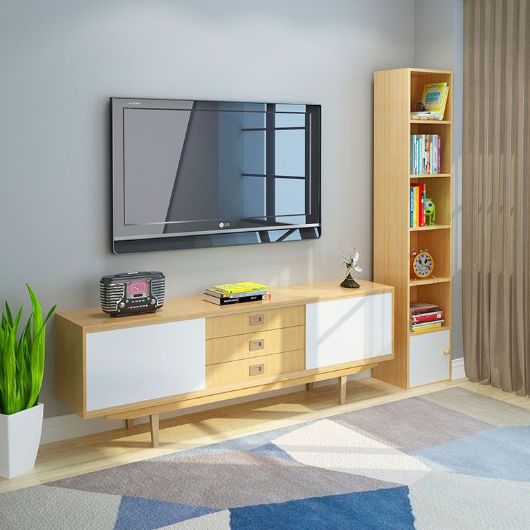 Modern Closed Back Bookshelf Wooden Shelf Bookcase for Study Room