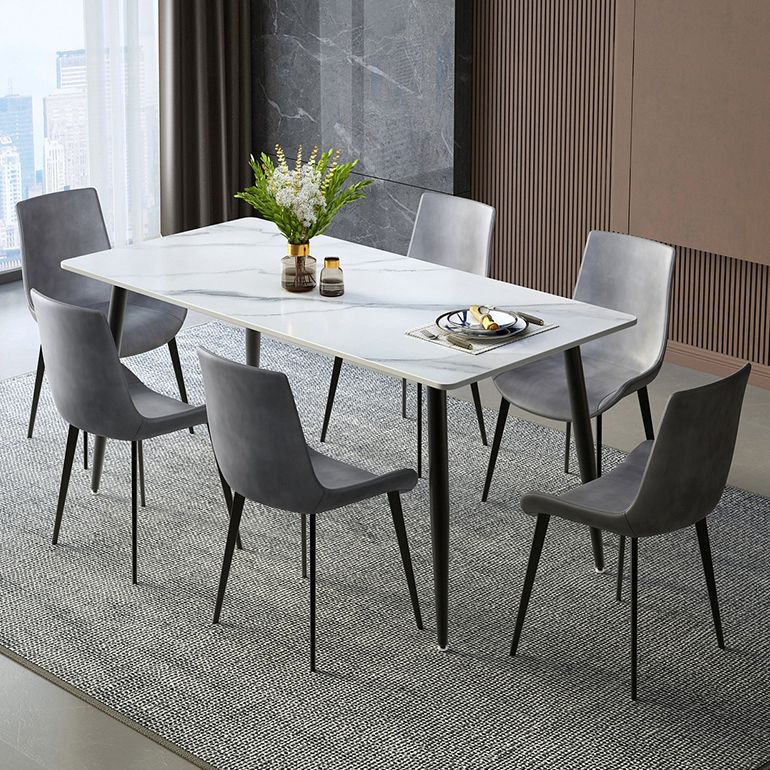 Industrial Style Sintered Stone Scratch Resistant Dining Table 4 Legs Base Table for Home