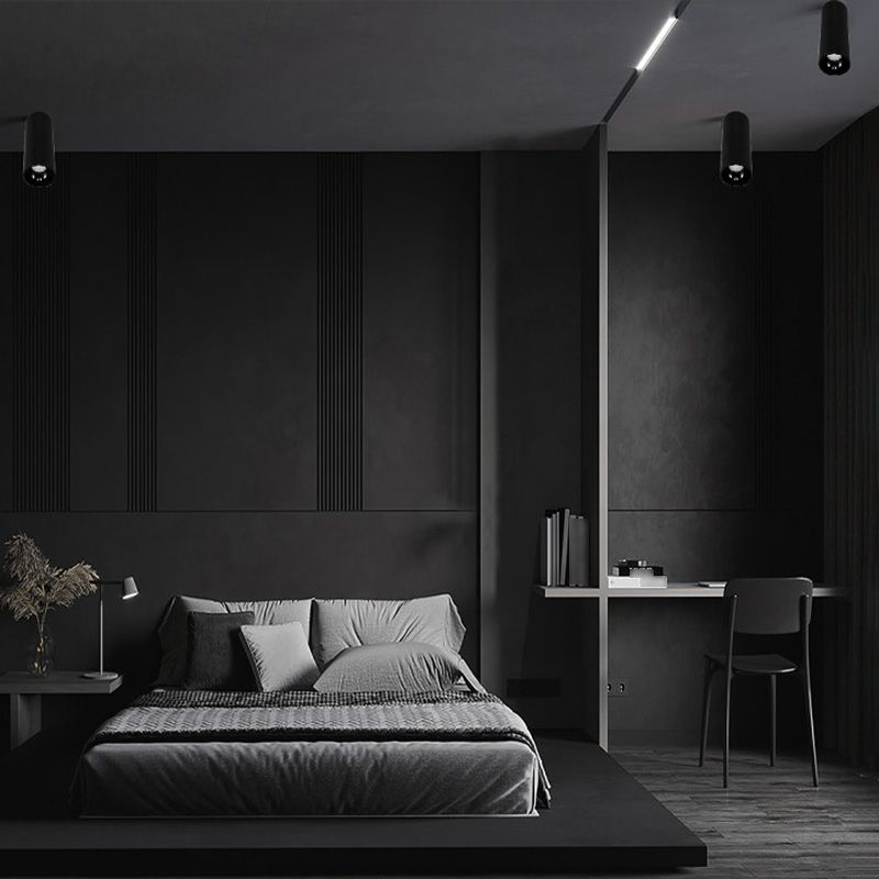 Lámpara de techo LED con forma de cilindro, montaje empotrado de 1 luz de aluminio moderno para dormitorio