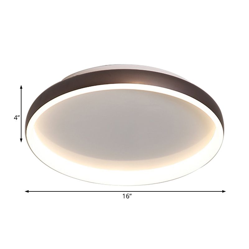 Lámpara de techo empotrada redonda negra/blanca/marrón Lámpara de techo LED de metal Simplicity con difusor acrílico en luz blanca/cálida