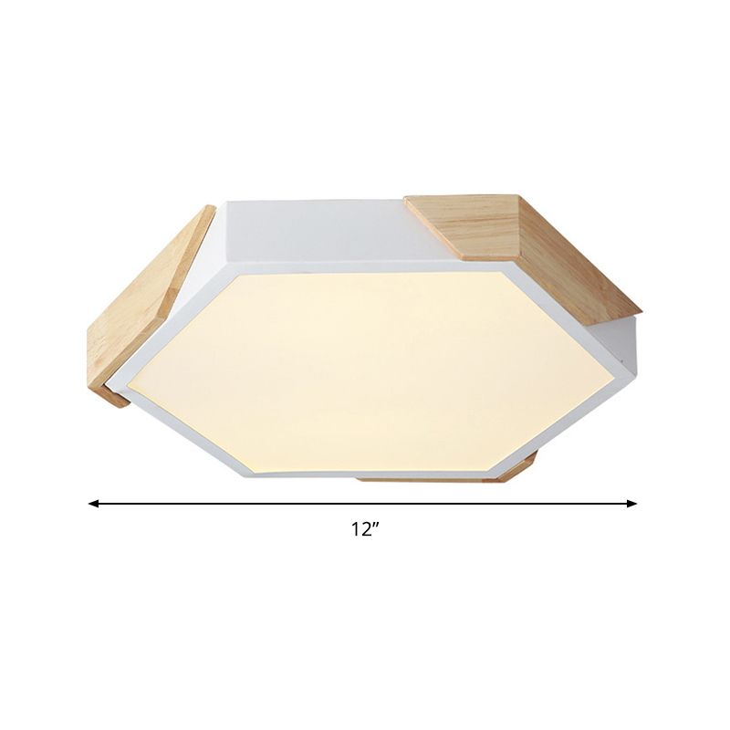 Slim Panel Hexagon Plafond Licht Macaron Loft Acryl LED Groen/Pink/wit/Geel Flush Mount Light in Warm Licht voor Kindergarten
