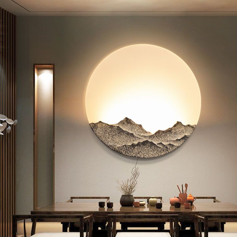 Round Disc Shade Wall Lighting Simple Style Metal 1 Light Sconce Light in Brass