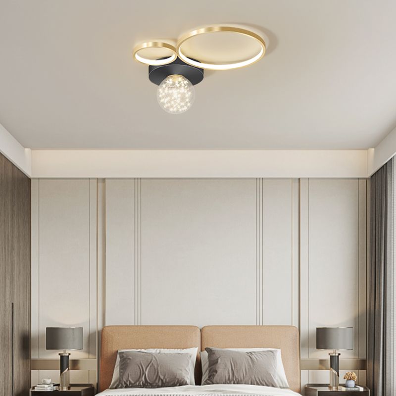 New Modern LED Metal Flush Light Black Flush Mount Ceiling Light for Living Room