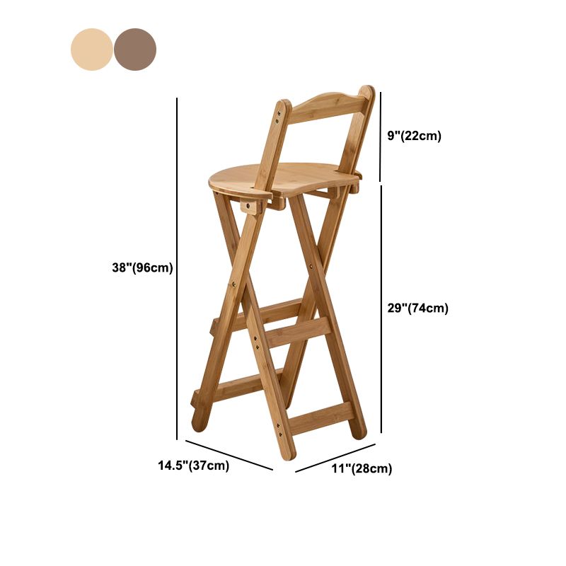 Armless Folding Counter Stool Modern Round Seat Bar Stool with Wooden Footrest