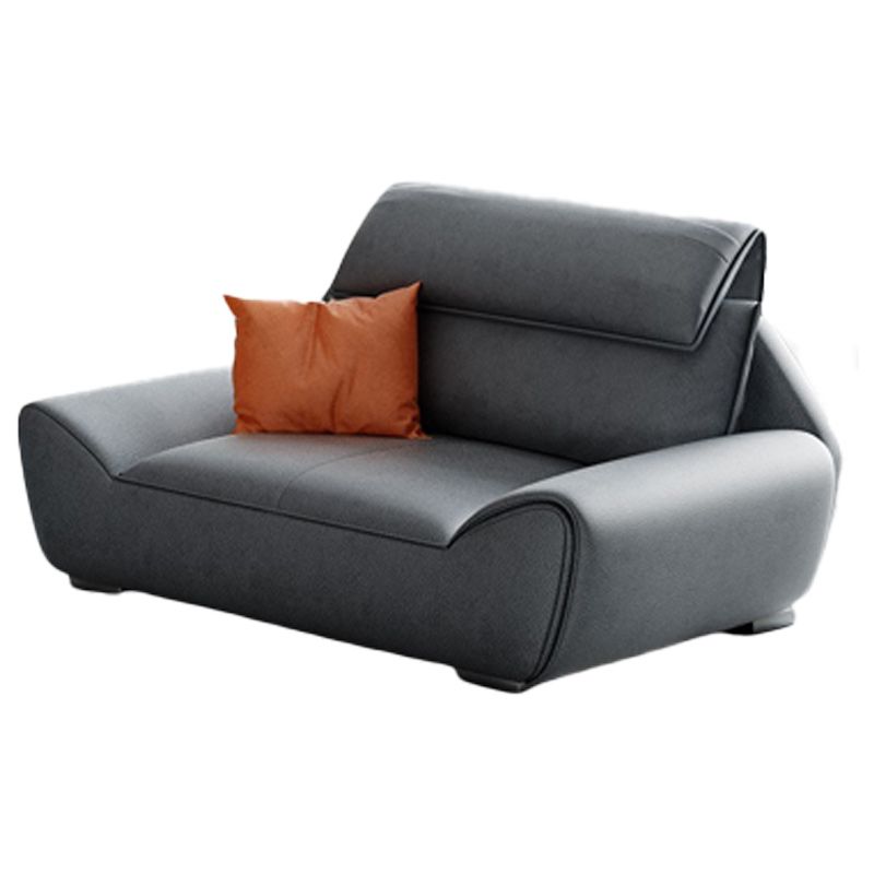 Grey Faux Leather Sectionals 34.6" H Flared Arm Sectionals for Living Room