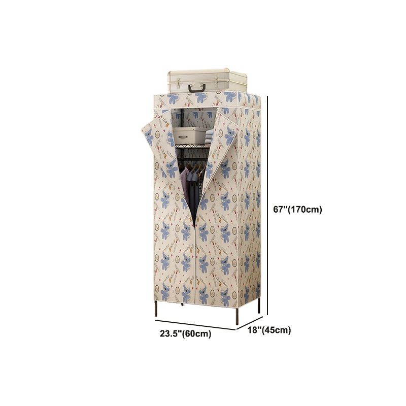 Contemporary Style Wardrobe Metal Adjustable Shelves Wardrobe Closet