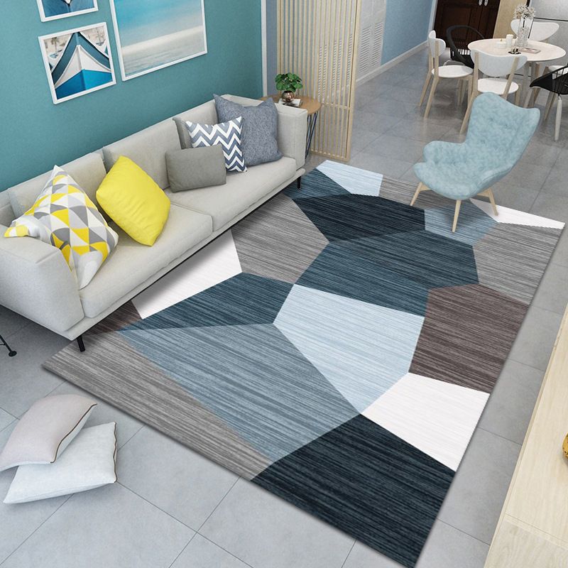 Geometric Indoor Rug Modern Patchwork Area Rug Polyester Carpet for Living Room