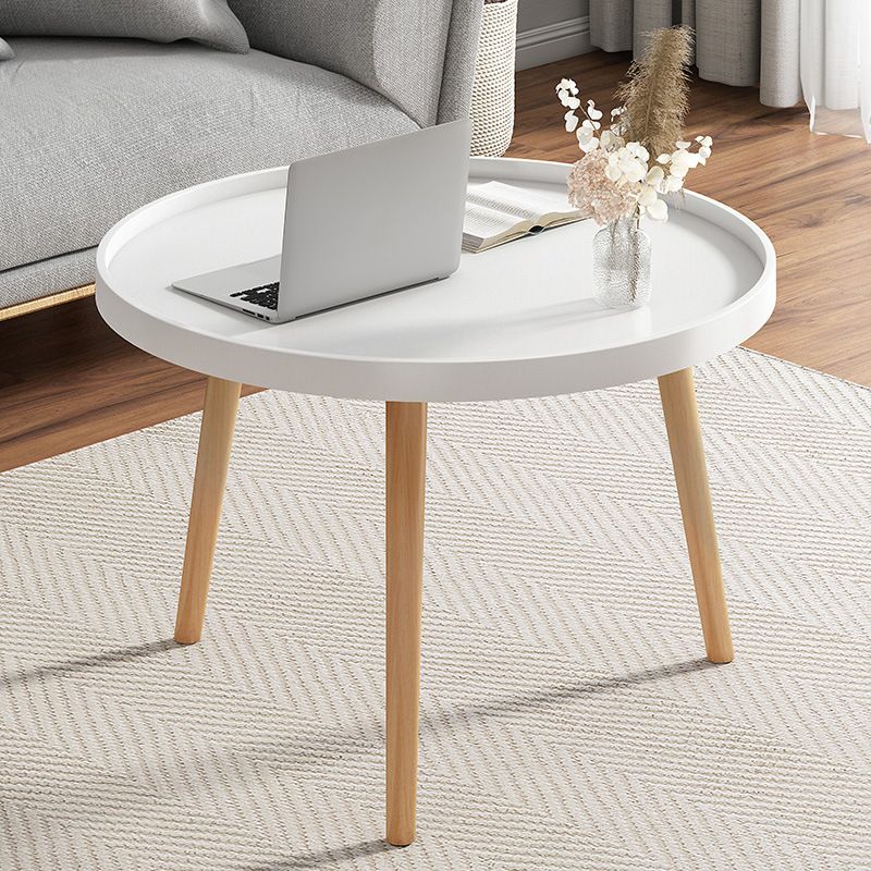 19.6"H Modern 3 Legs Wood Base Plastic Round Tray Top Coffee Table