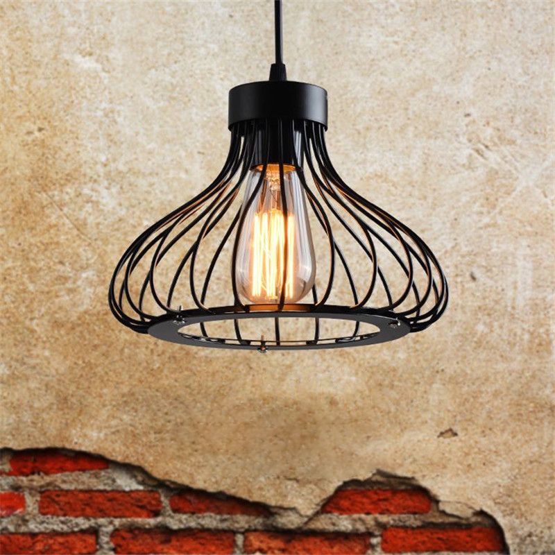 Zwart metalen 1 lichte hanglamp Indsutriale retro traande traan kooi hangende lamp voor restaurant
