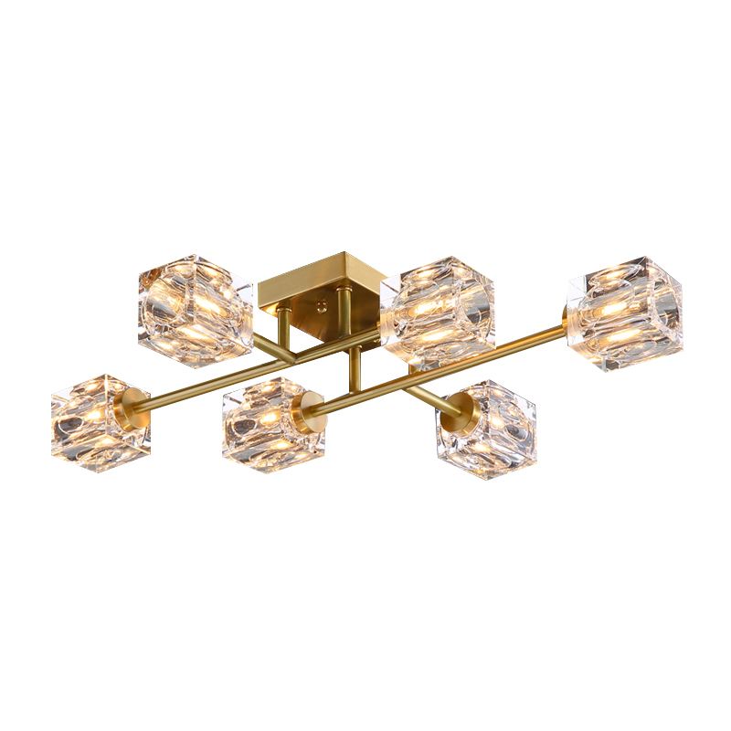 Crystal Sputnik Semi Flush Mount Lighting Simple Style Semi Flush Ceiling Light Fixture