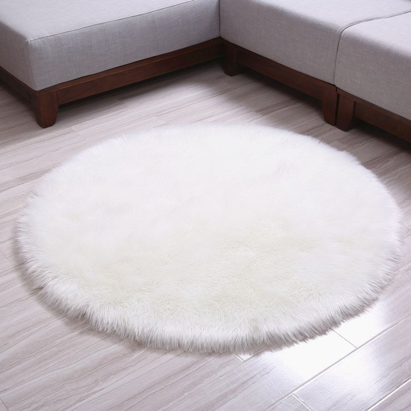 Round Casual Solid Shag Carpet Polyester Indoor Rug Non-Slip Backing Area Carpet for Home Decoration