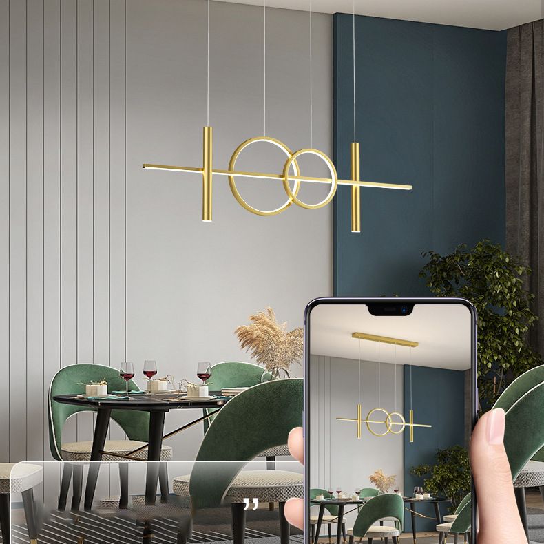 Modern Creative Linear Linear Led Light Light Iron Iron Spendant Light con ombra acrilica