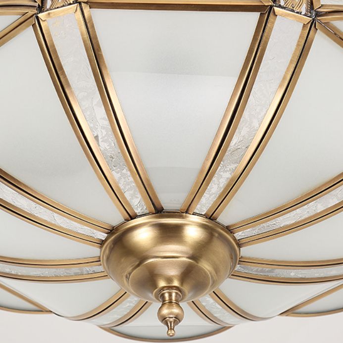 Éclairage de montage de plafond en verre en laiton de style vintage de lumière de bâti semi-encastré inversé