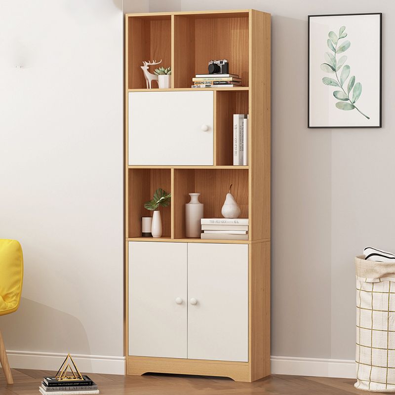 Modern Corner Vertical Shelf Bookcase Engineered Wood Book Shelf with Cabinets
