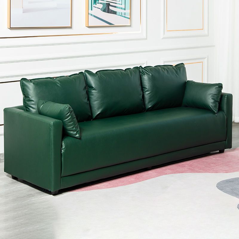 3 Seater 27.5"H Faux Leather Square Arm Sofa for Living Room