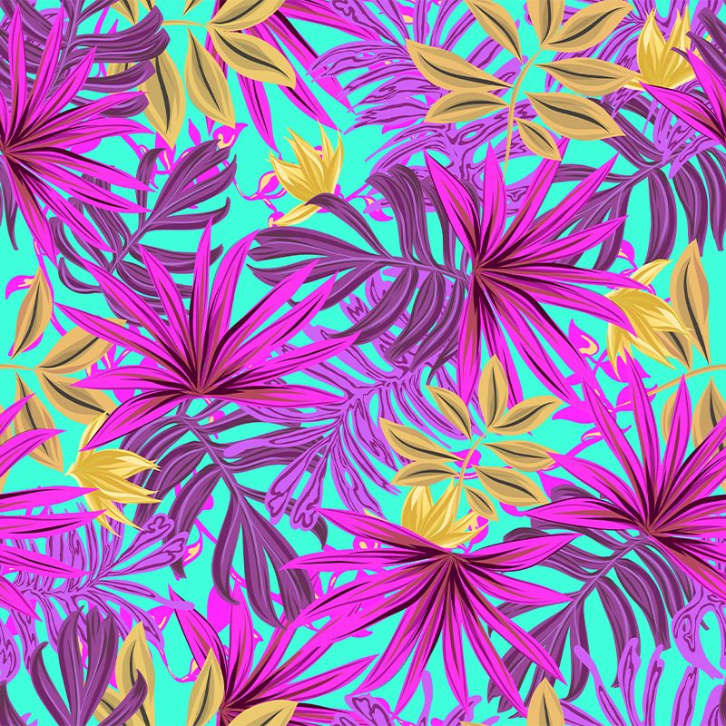 Mildew Resistant Ornamental Wall Mural Tropical Botanical Leaves Wall Covering for Accent Wall