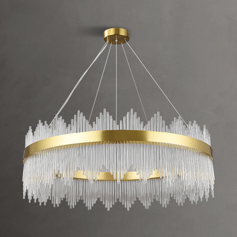 Candelera colgante de forma de rueda Crystal de estilo contemporáneo 1 Luz de lámpara de luz en oro