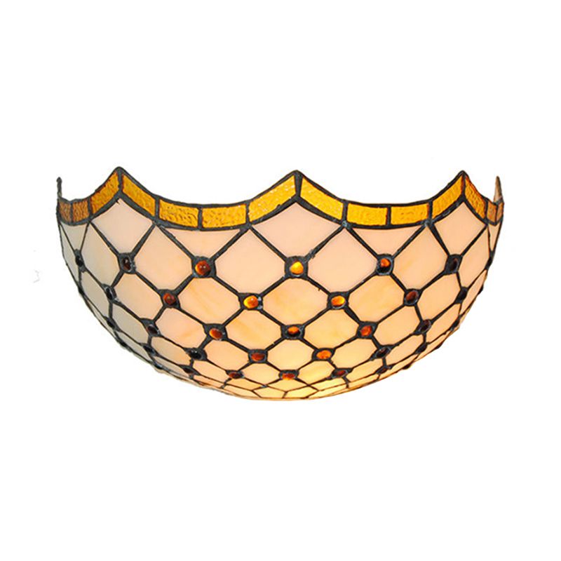 Traditional Bowl Wall Sconce Light with Jewelry Decoration 1 Light Bedroom Wall Lighting