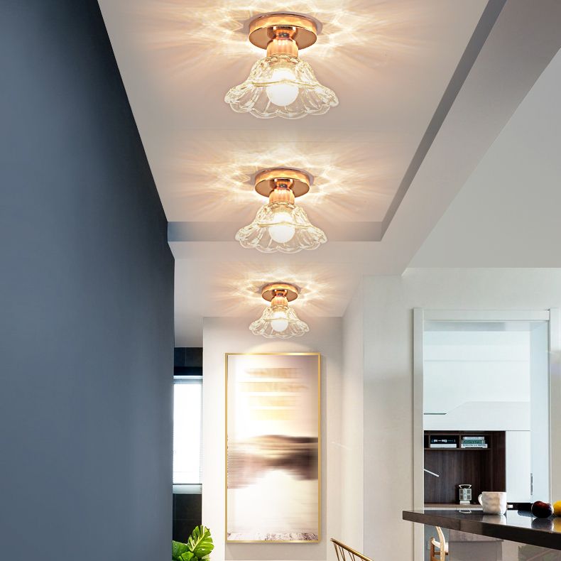 Glass Geometric Flush Mount Lights Modern Style 1 Light Flush Mount Lamp