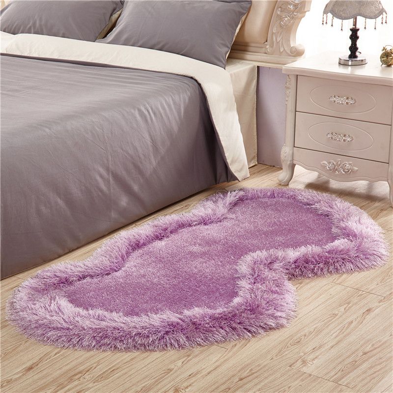 Stylish Plush Area Carpet Solid Color Polyester Area Rug Easy Care Rug for Bedroom