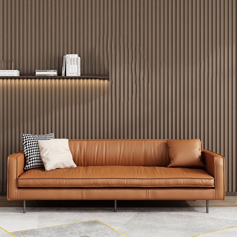 Living Room Standard Stationary Cushions Faux Leather Square Arm Sofa