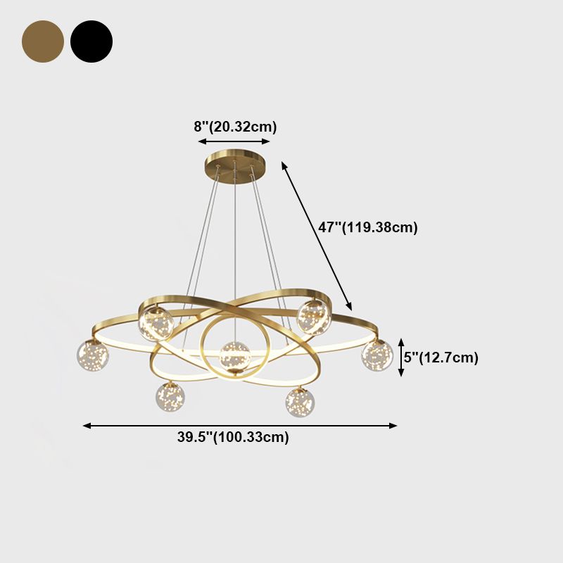 11 Lights Chandeliers Postmodern Metal Glass LED Pendant Lighting for Living Room