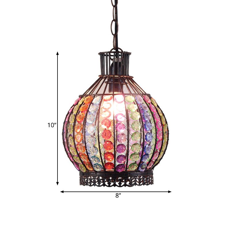 Sphere Restaurant Suspension Lighting Decorative Metal 1 Bulb Bronze Hanging Pendant Light