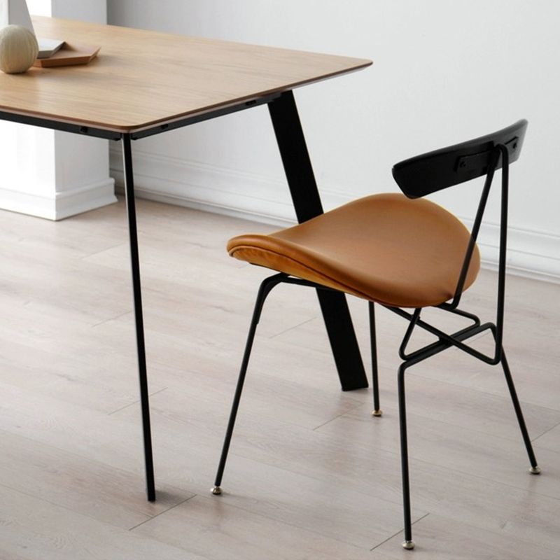 Black Iron Legs Dining Chairs Industrial Armless Dining Side Chair