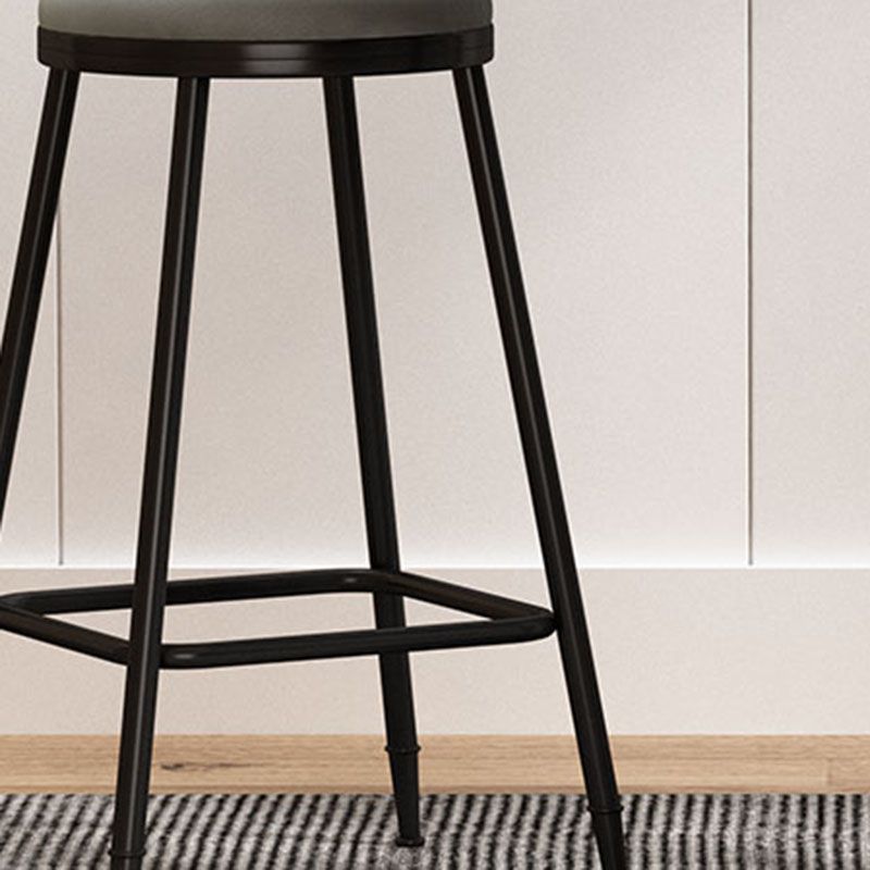 Industrial Armless Backrest Counter Stool Steel Bar Stool with Leather Cushion