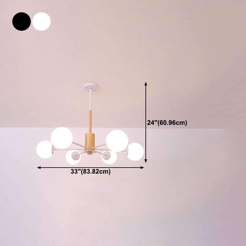 Kugelförmige Form Kronleuchter leichter moderne Glasglas Multi -Licht -Hanglampe für das Lernen