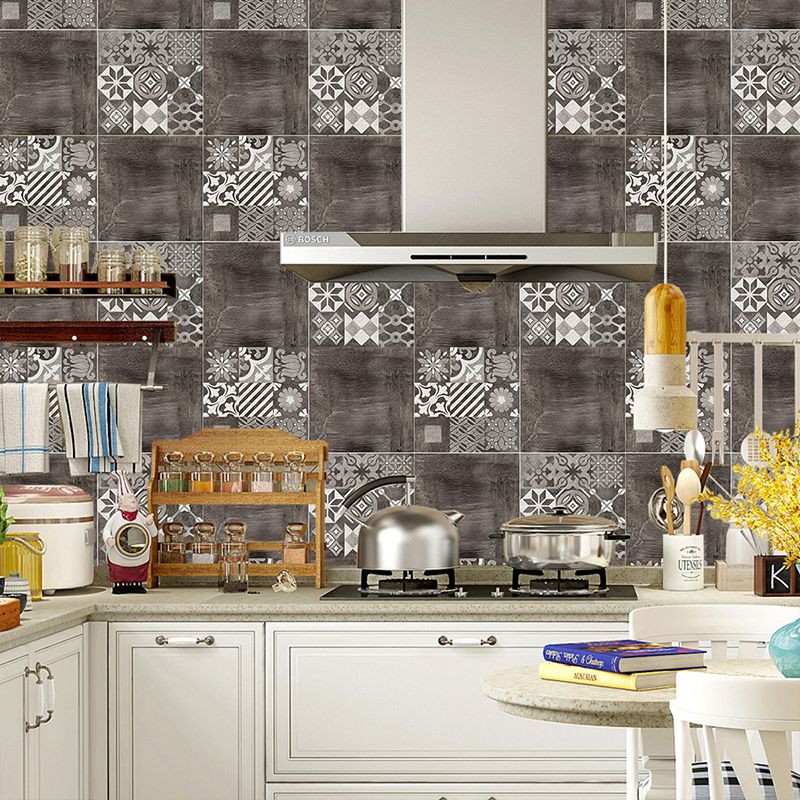 Adhesive Mosaic Tile Wallpaper Panels 20 Pcs Retro Style Wall Covering for Kitchen