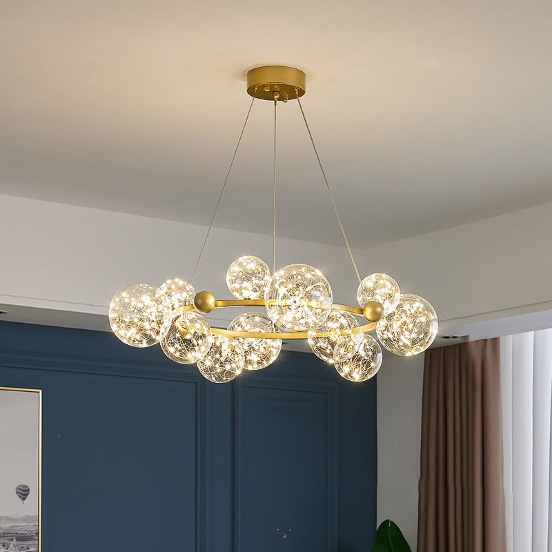 Modern Glass Chandelier Lighting Fixture Gold Chandelier Pendant Light for Restaurant