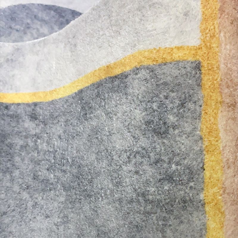 Modern Geometric Soft Rug Rectangle Gray Tone Loom Rug for Bedroom