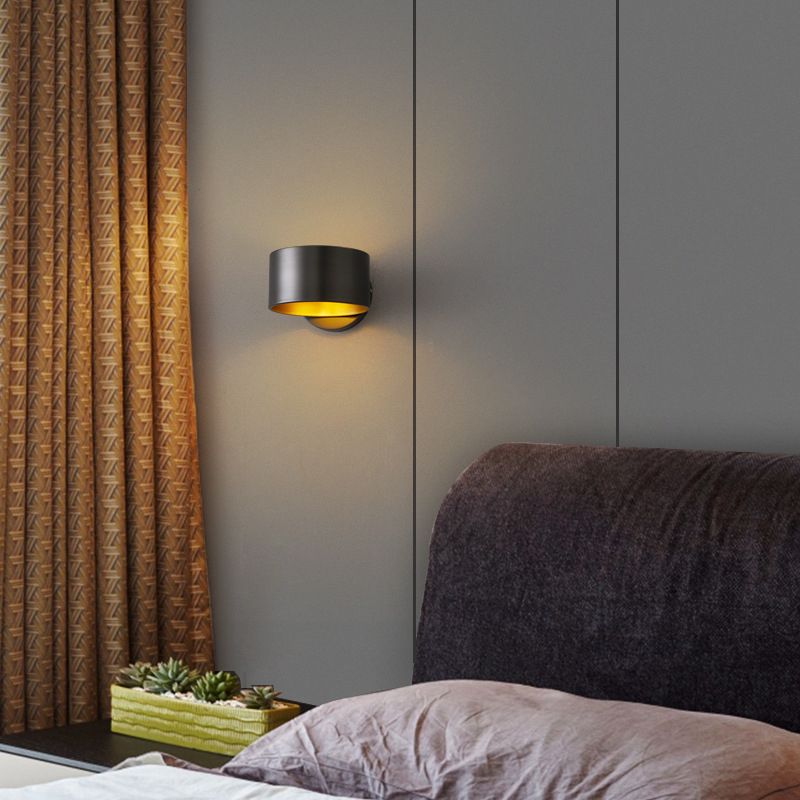 Solid Brass Drum 1 - Light Wall Sconce in Black / Gold Finish Wall Mounted Fixture