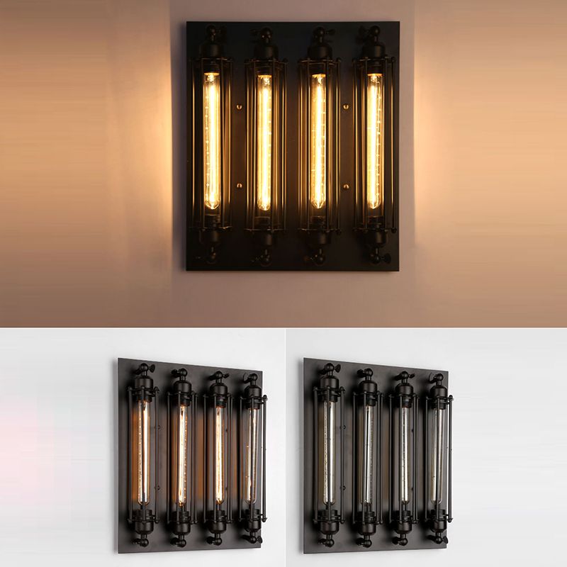 Unique Shape Wall Light Fixture Industrial Metal Wall Mounted Lighting in Black Finish