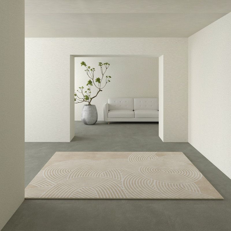Grey Tone Modern Area Rug Polyester Stripe Print Rug Non-Slip Backing Indoor Rug for Home Decor