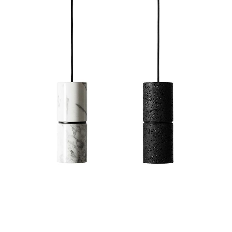 Cement Modern Pendant Light 1-Light Cylinder Ceiling Light Fixture for Dining Room